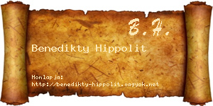 Benedikty Hippolit névjegykártya
